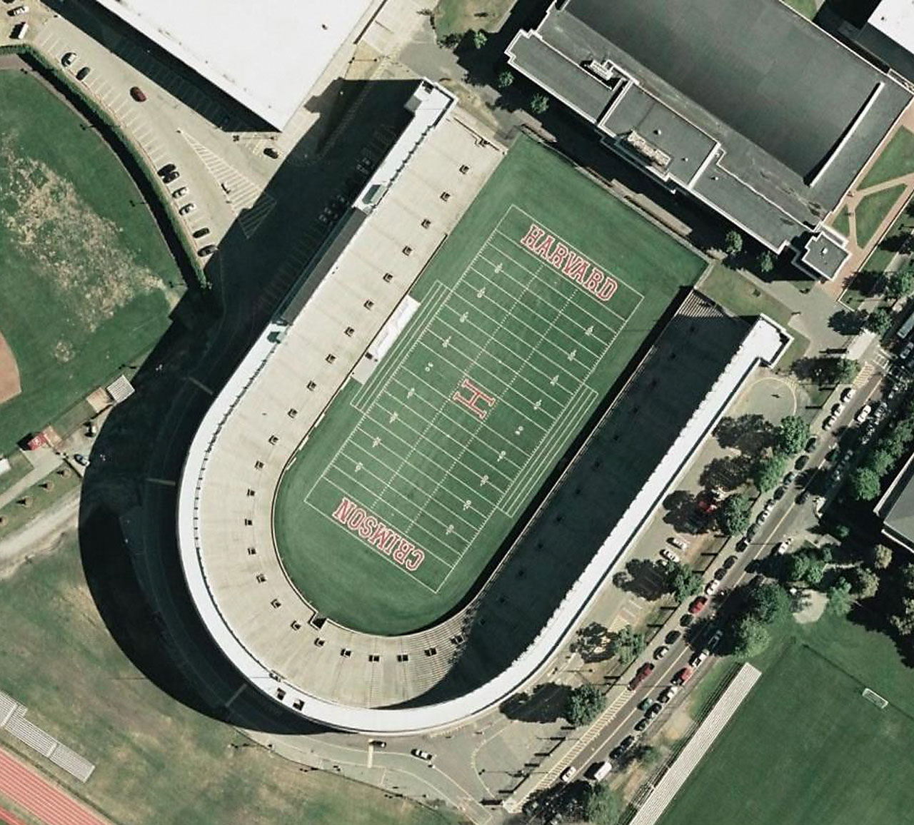 aerial view of Harvard Stadium